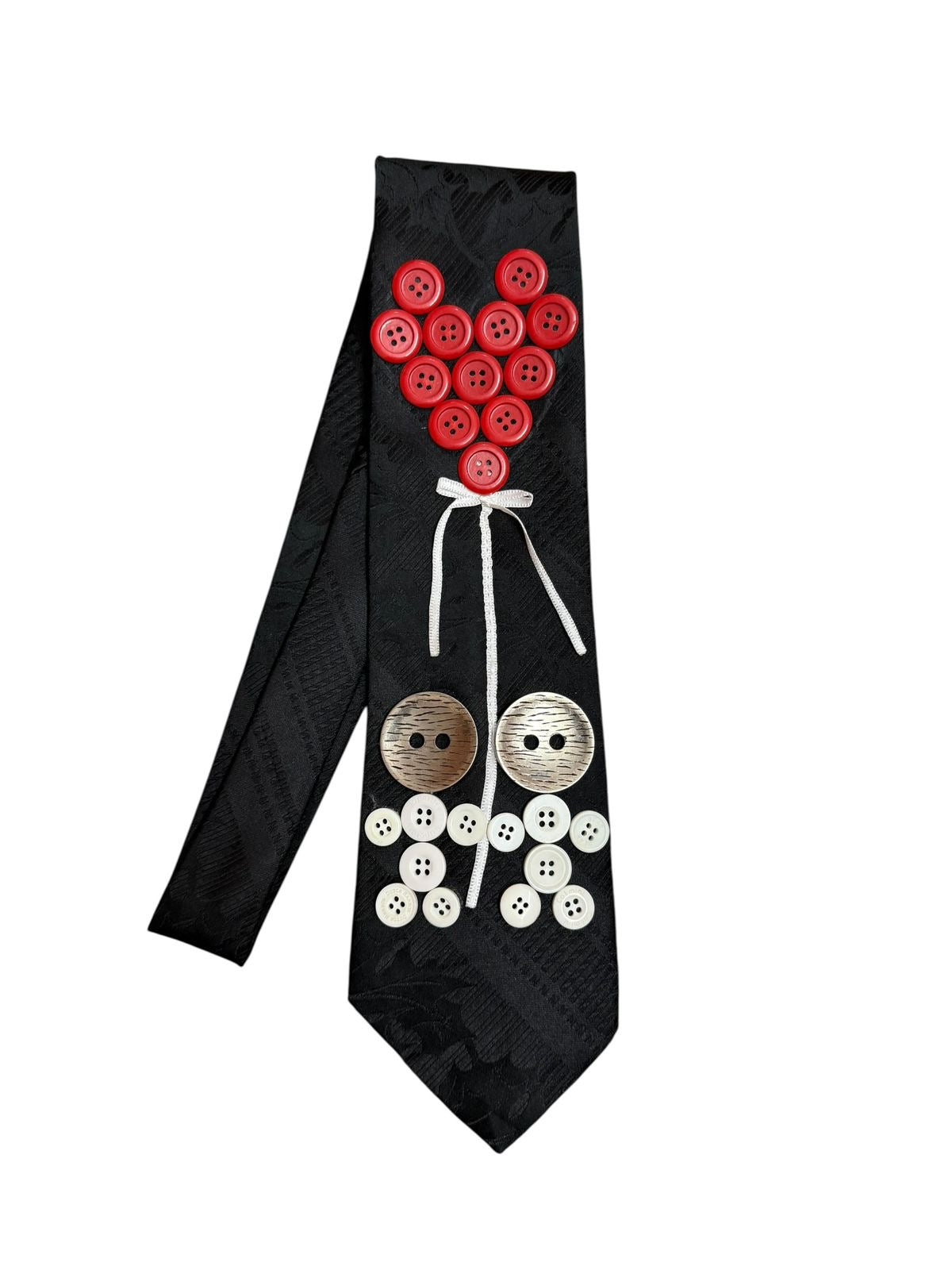 Red Button Heart Handmade Vintage Silk Tie