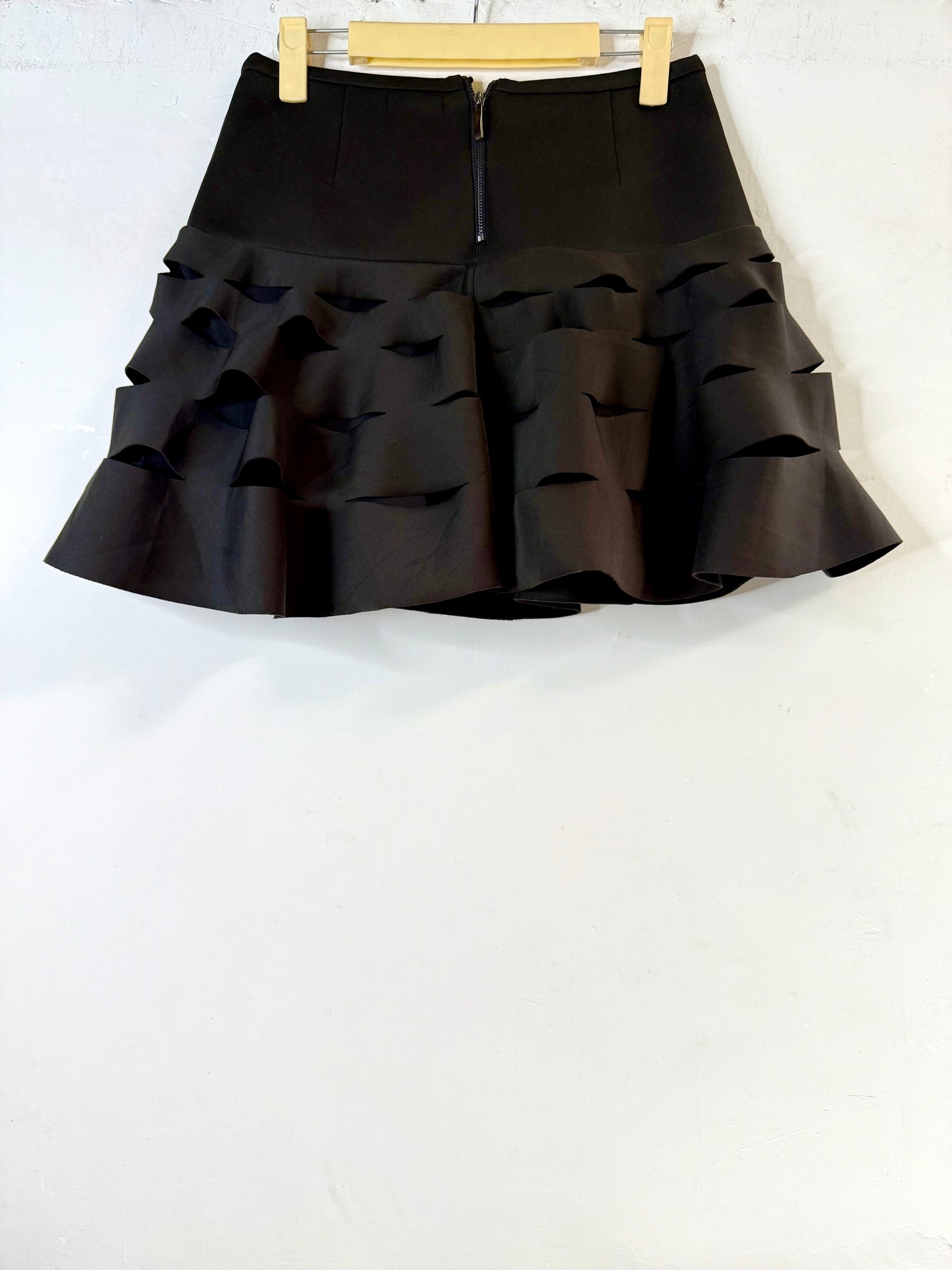 Black cut work mini skirt