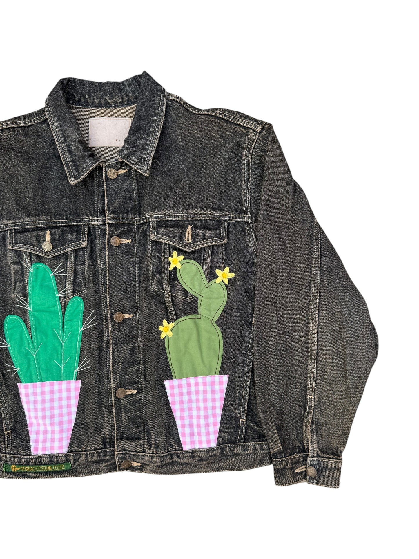 Upcycled Cactus Patch Denim Jacket