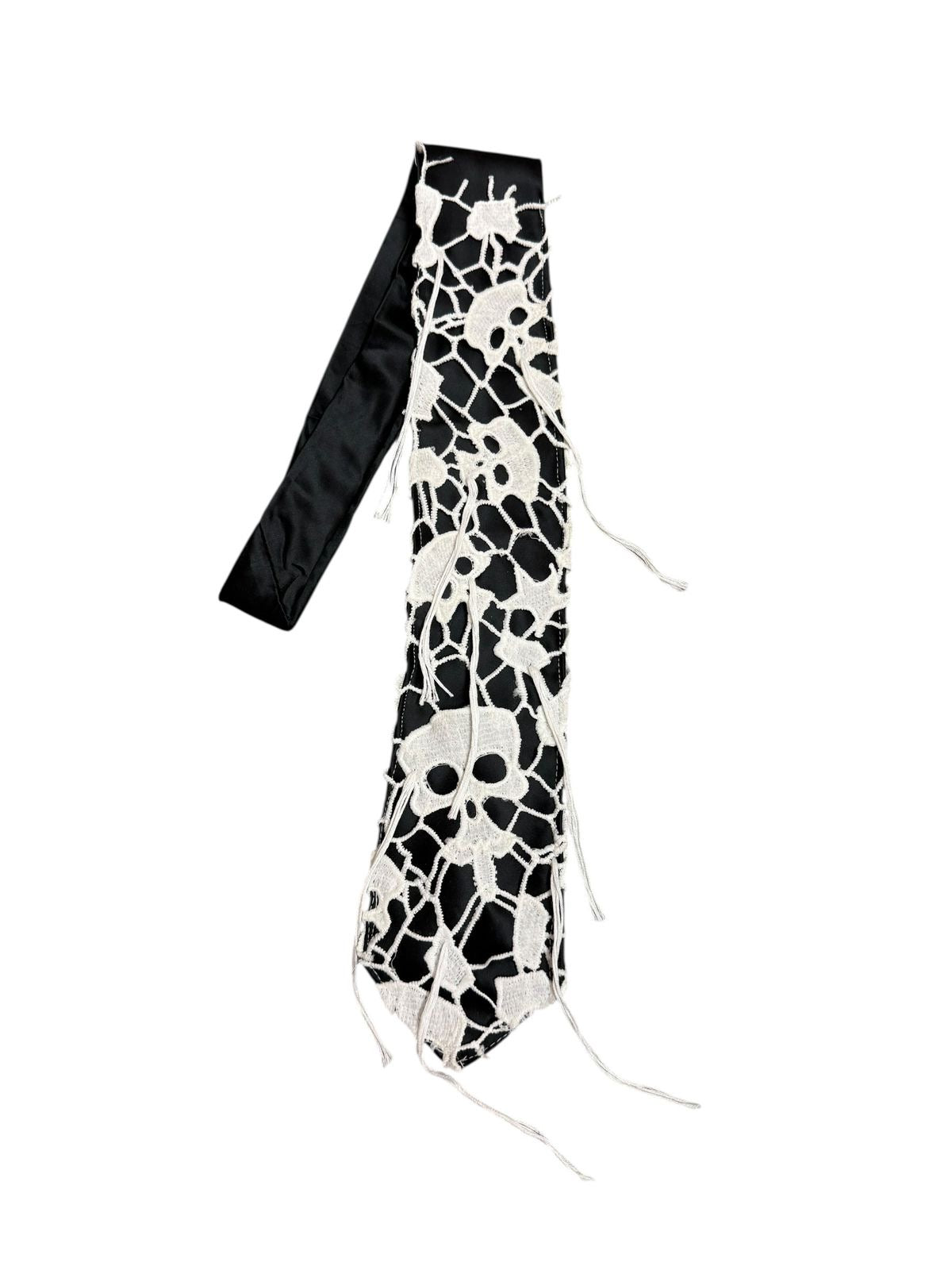 Goth skull Patch work Handmade Vintage Silk Tie