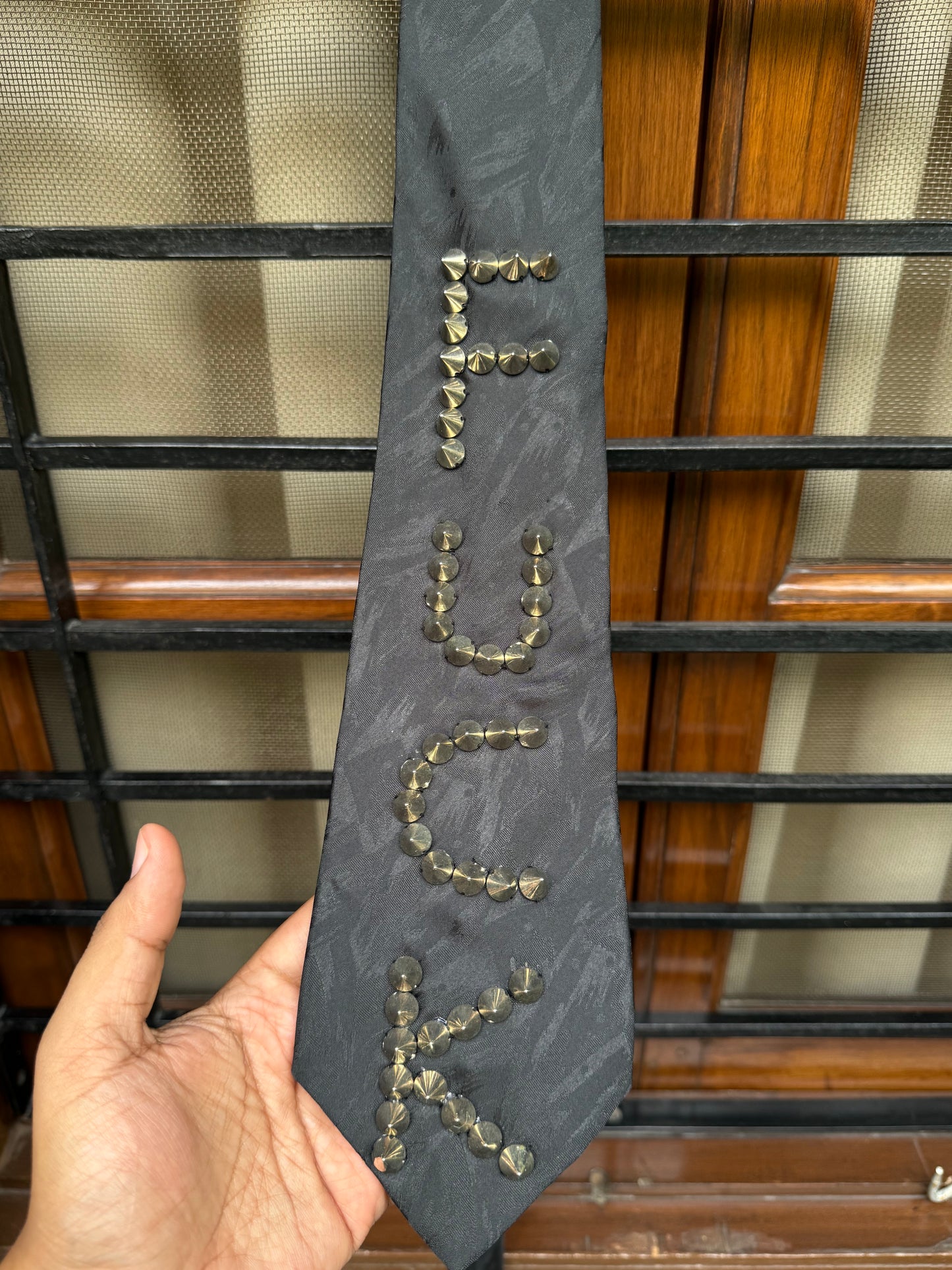 Silver Stud Handmade Vintage Silk Tie