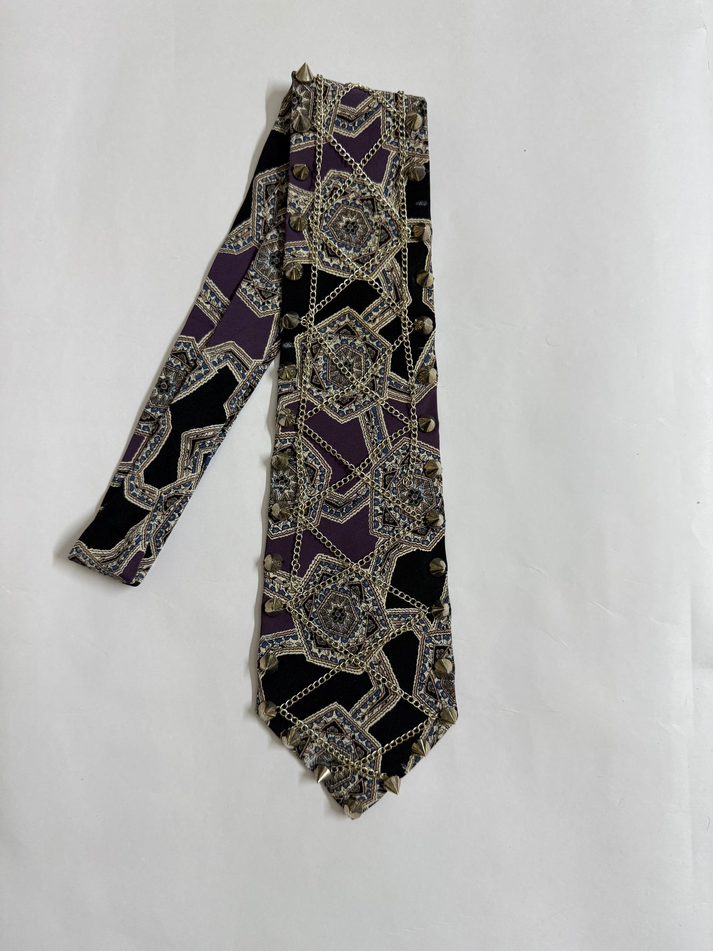 Studs and Chains Handmade Vintage Silk Tie