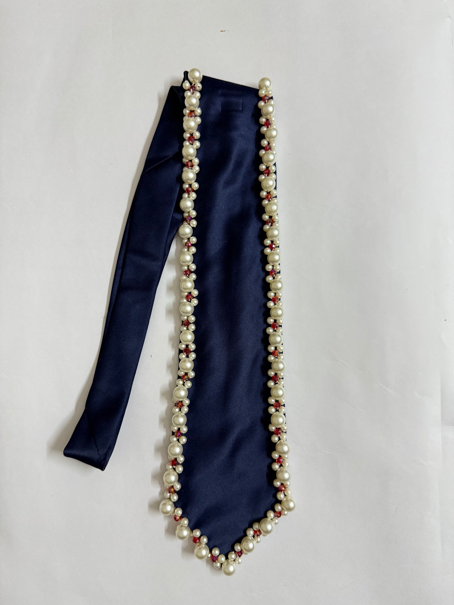 Pearl and Crystal Handmade Vintage Silk Tie