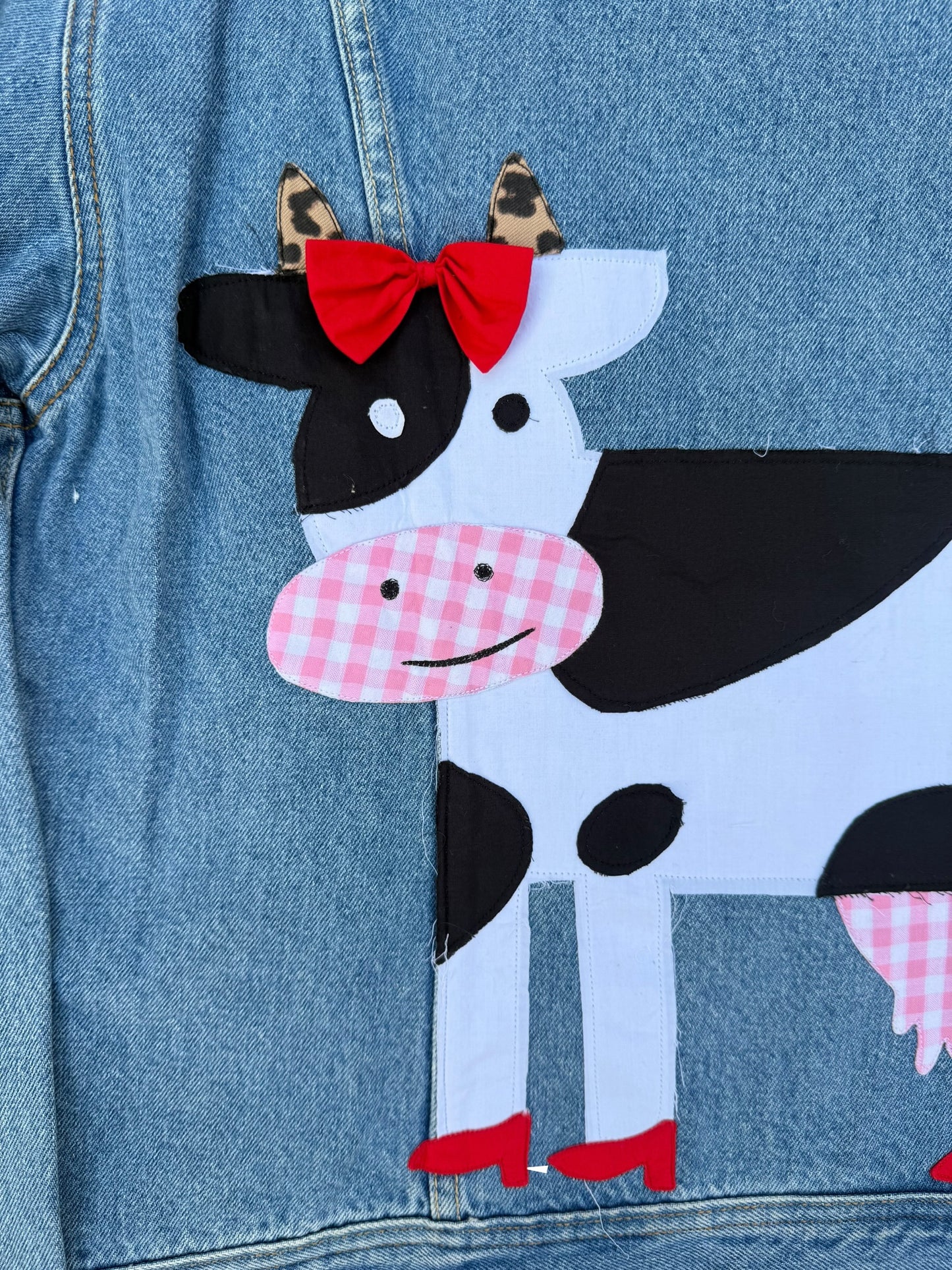 Upcycled Cow Patch Denim Jacket