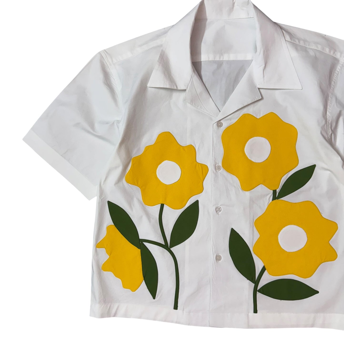 Yellow Flower Patch 100% Women’s Cotton Shirt