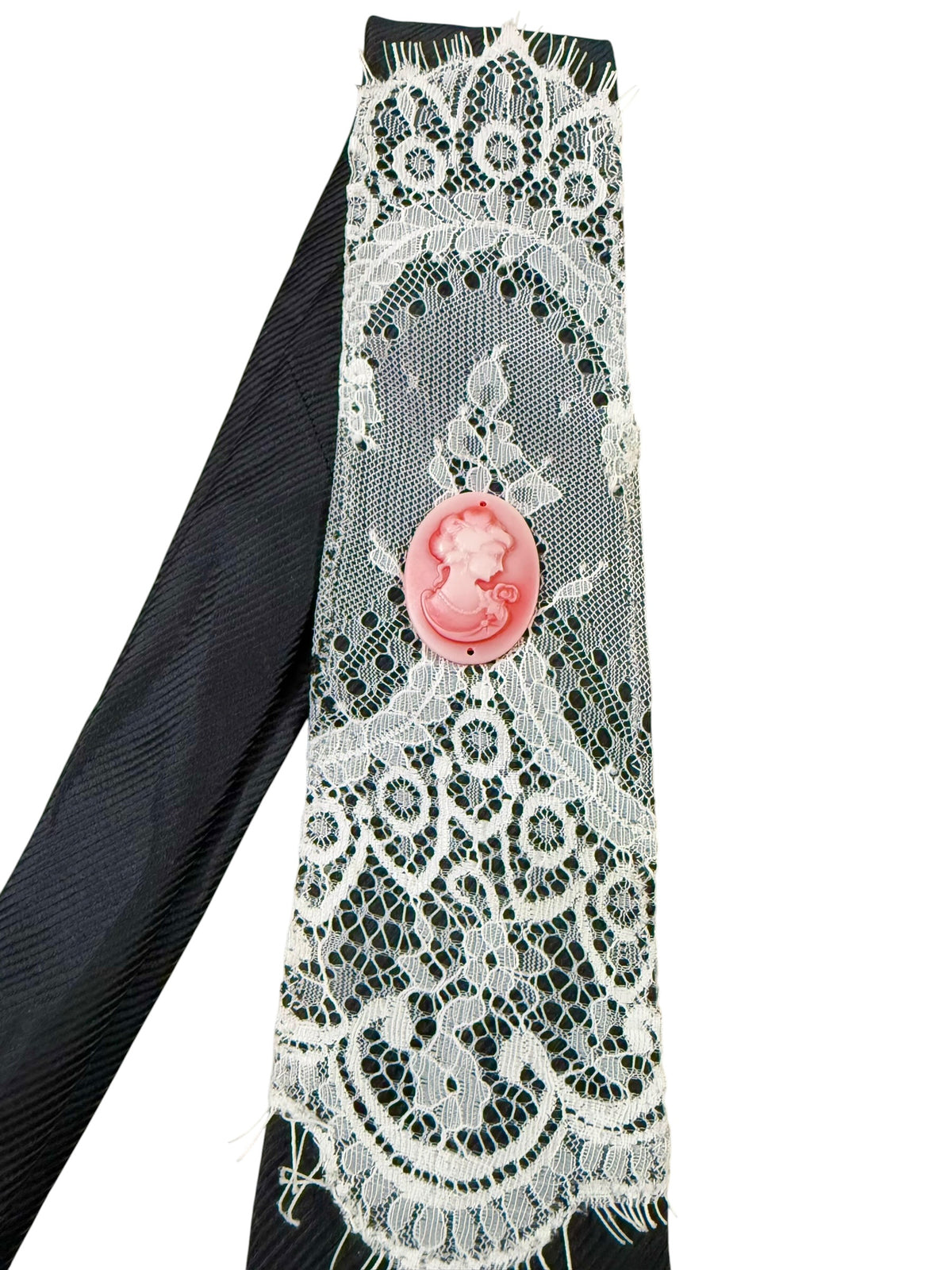 White lace Handmade Vintage Silk Tie