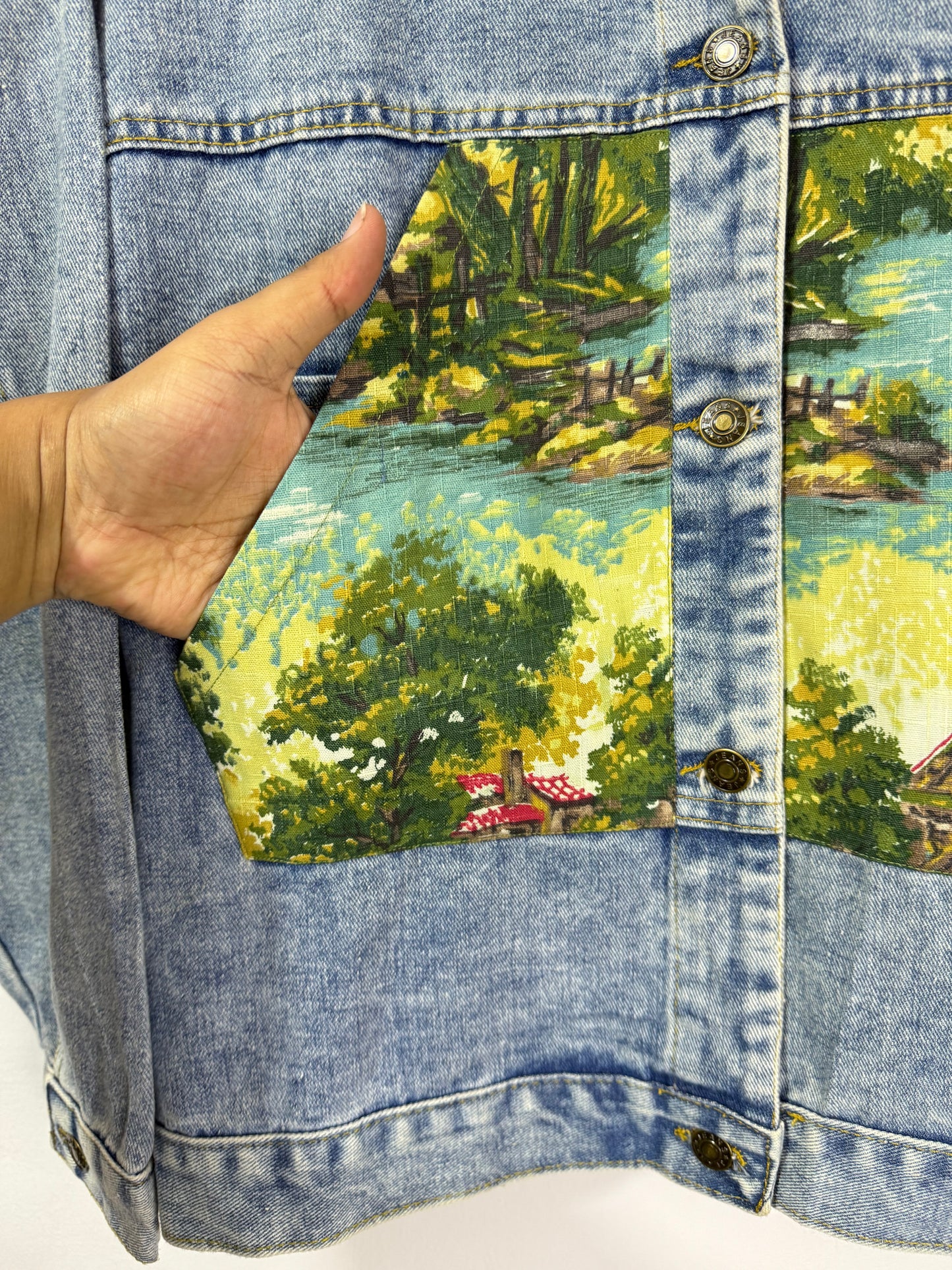 Customised tapestry patch Denim Jacket