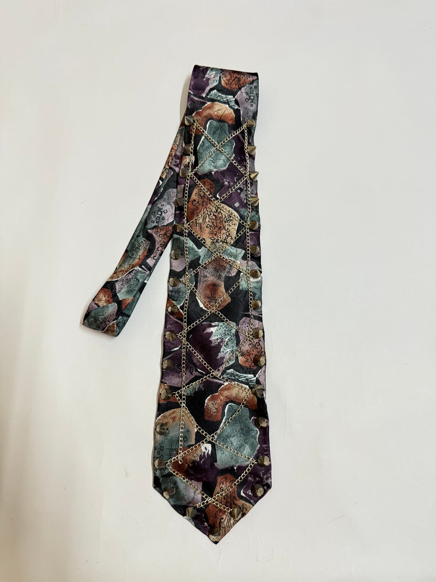 Stud and Chains Handmade vintage silk tie
