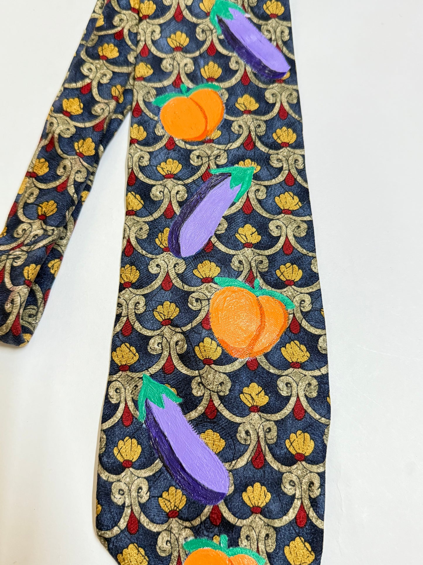 Emoji Handpaint vintage silk tie