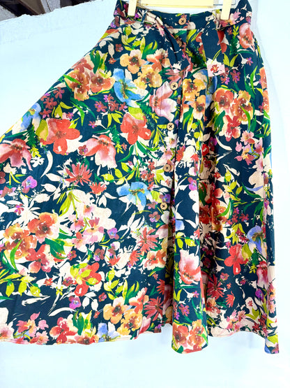 Floral flared skirt