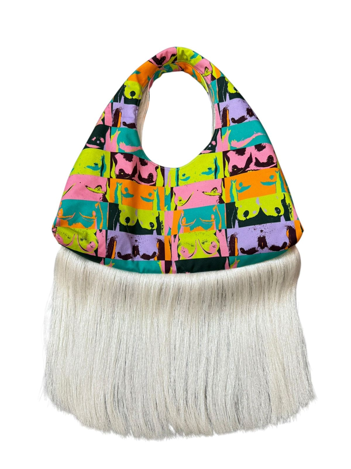 HANDMADE COTTON ABSTRACT PRINT FRINGE BAG