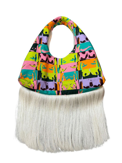 HANDMADE COTTON ABSTRACT PRINT FRINGE BAG