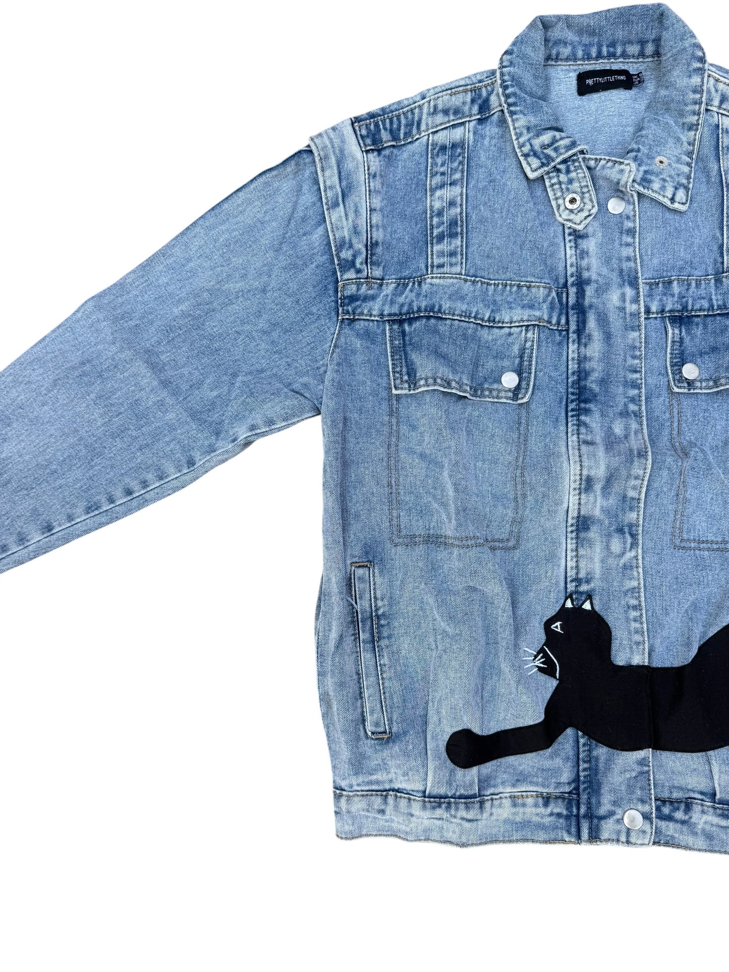 Upcycled Cat Patch Denim Jacket