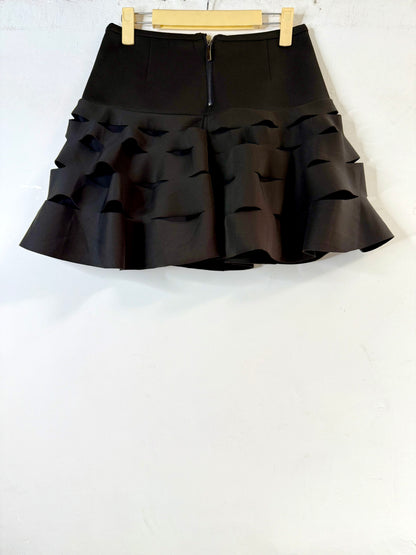 Black cut work mini skirt
