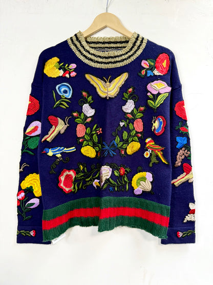 Floral hand knitted Woollen Sweater