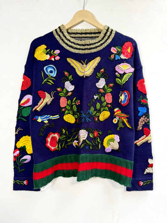 Floral hand knitted Woollen Sweater
