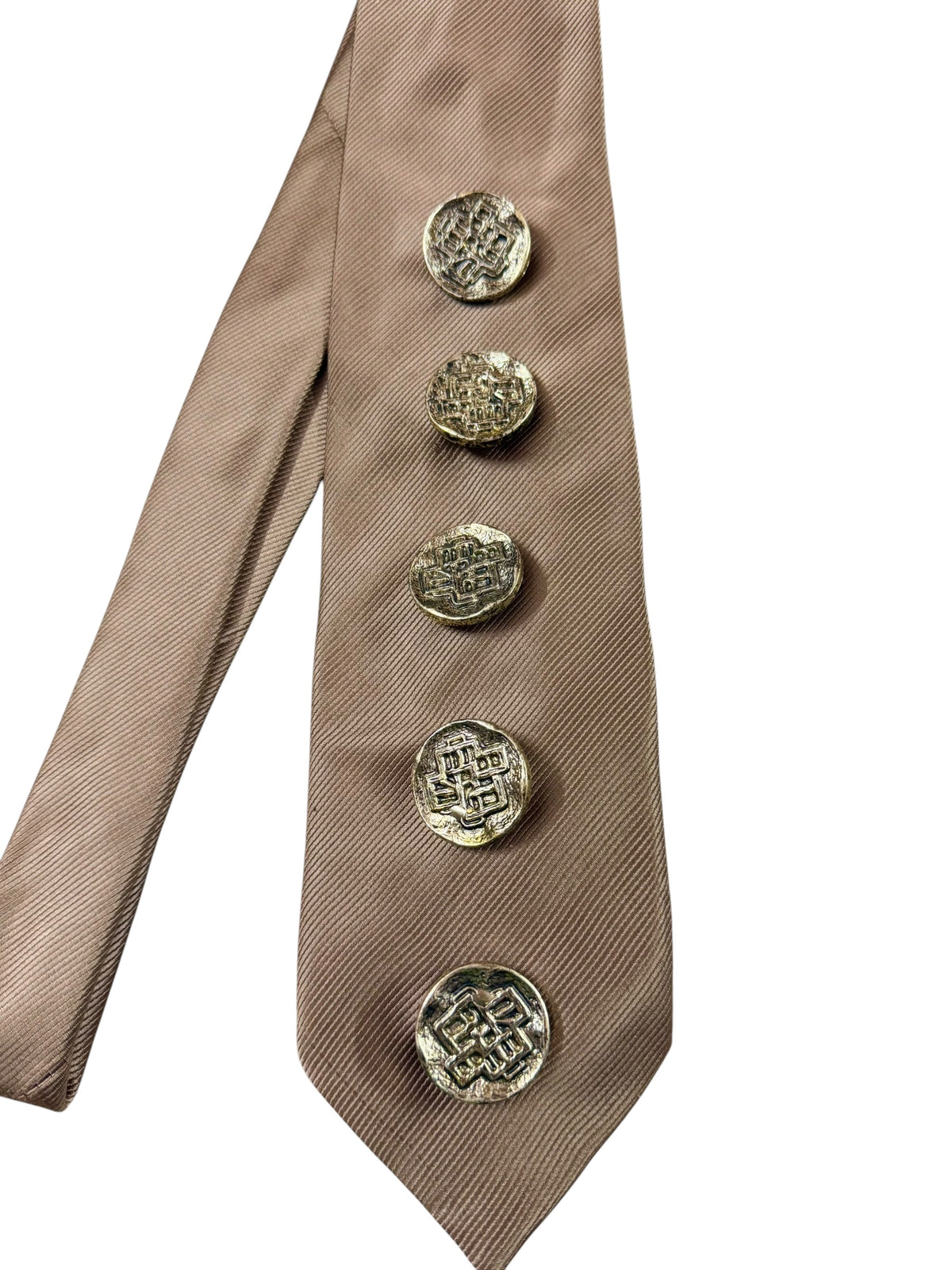 Golden button Handmade Vintage Silk Tie