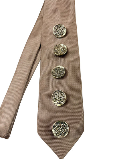 Golden button Handmade Vintage Silk Tie
