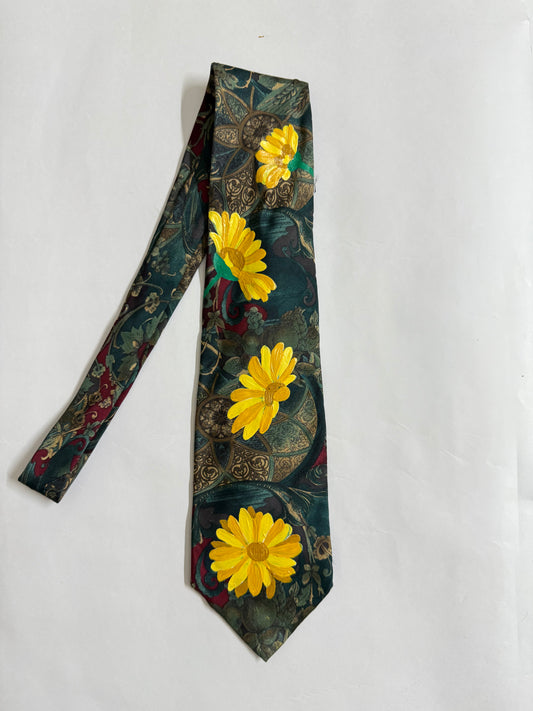 Sunflower Hand painted Vintage Silk Tie