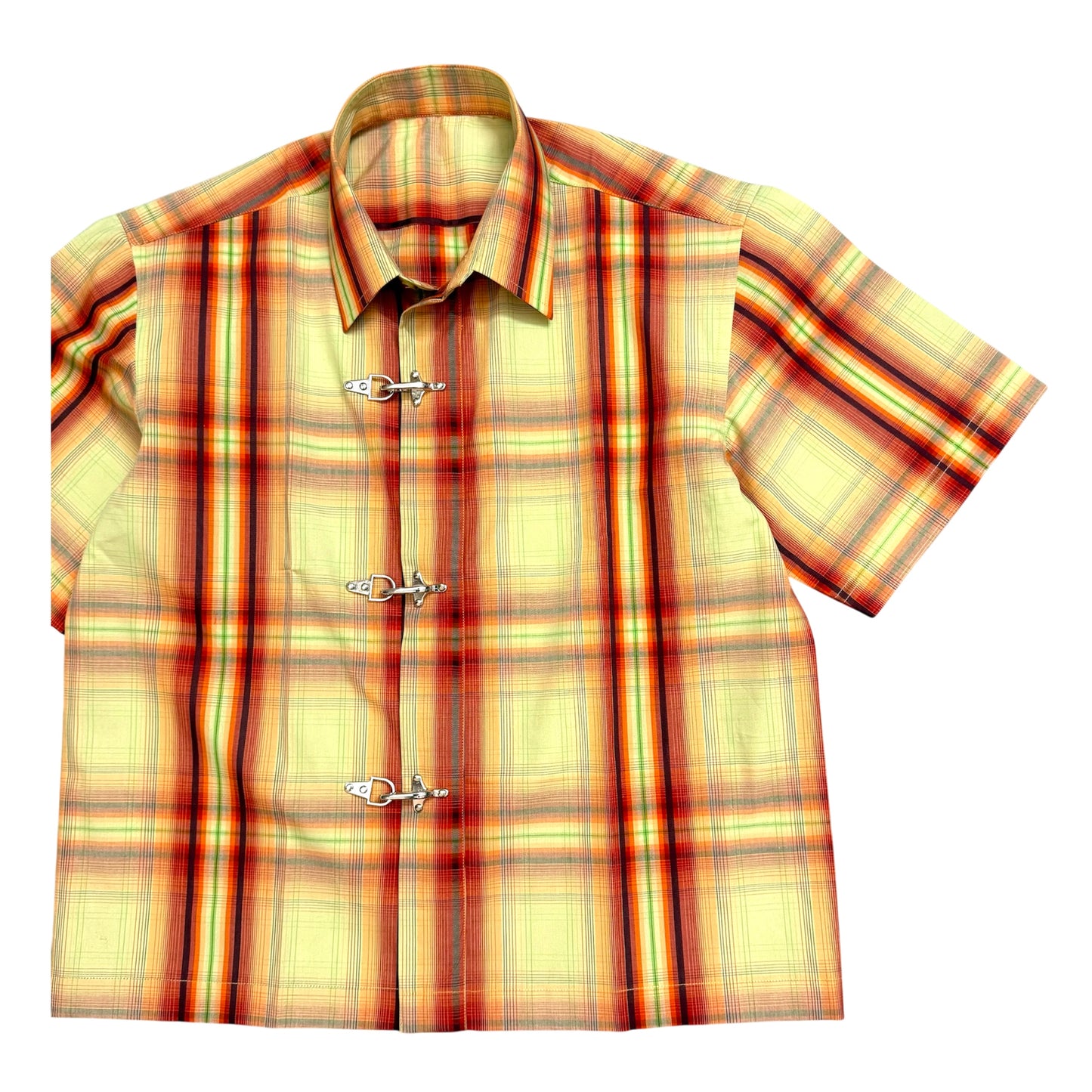 Fireman Clasp Orange Check 100% Cotton Shirt