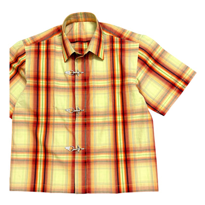Fireman Clasp Orange Check 100% Cotton Shirt