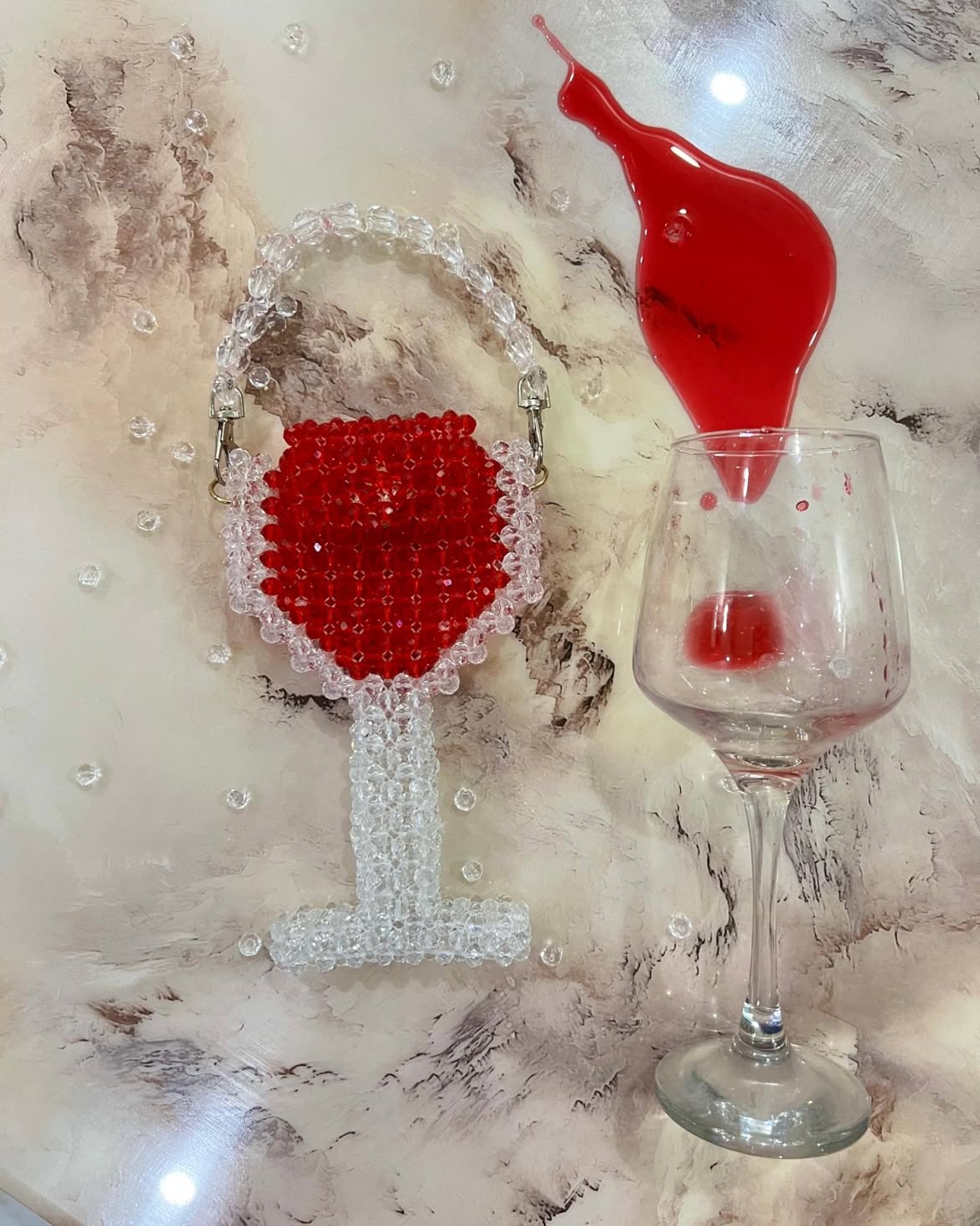 Crystal mini wine bag