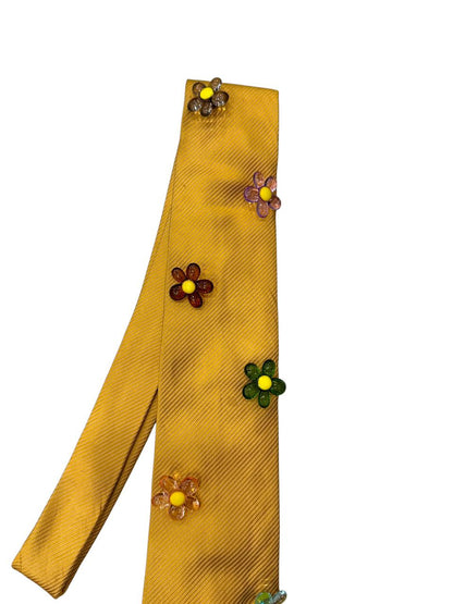 Crystal  Flower Handmade Vintage Silk Tie