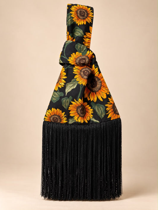 HANDMADE Sunflower Noir CHINESE KNOT BAG