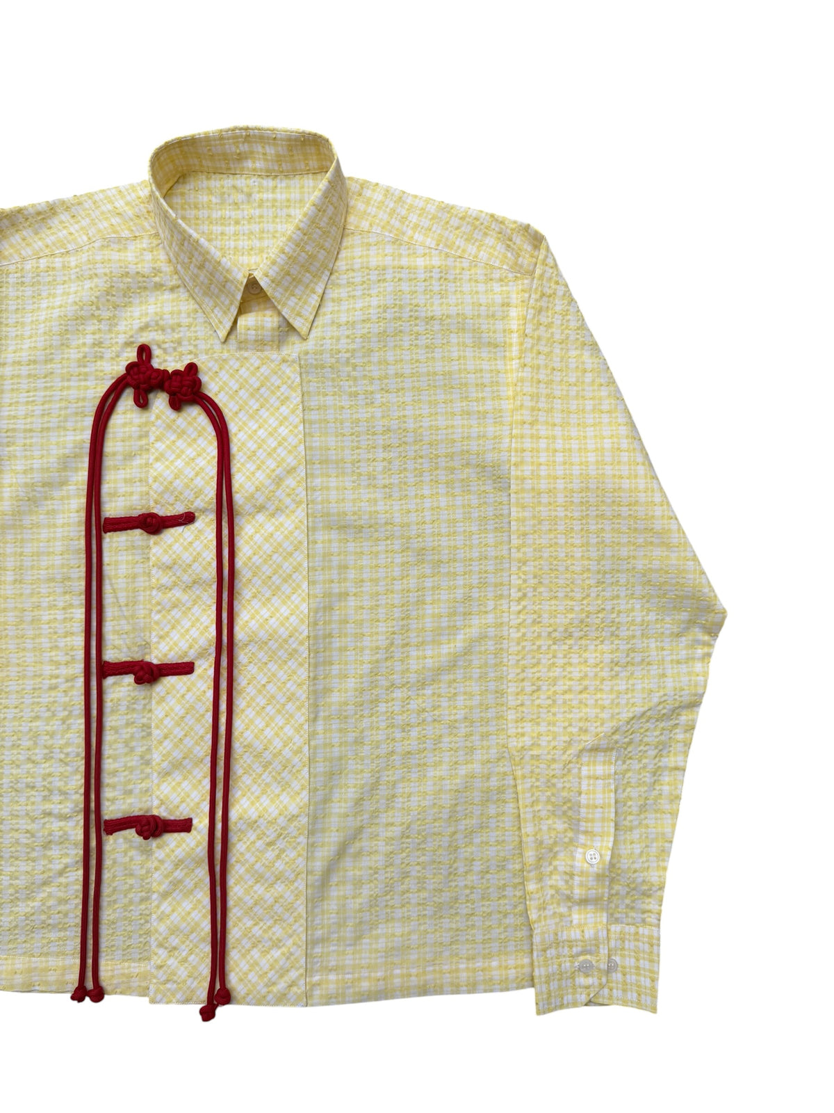 Cheongsam yellow check100% Cotton Shirt