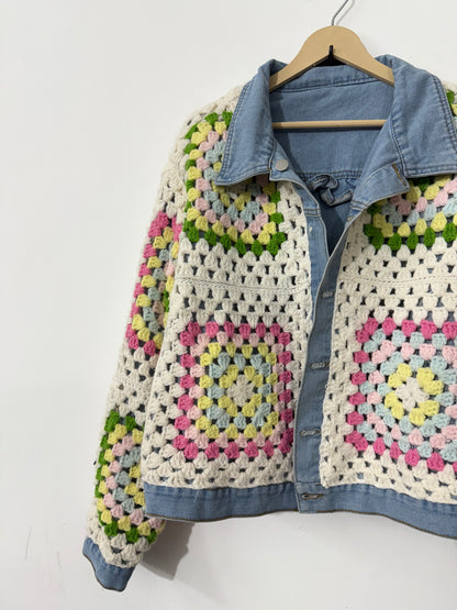 Reversible Denim Crochet Jacket