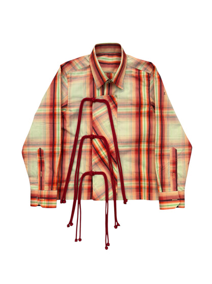 Cheongsam Orange Check 100% Cotton Shirt