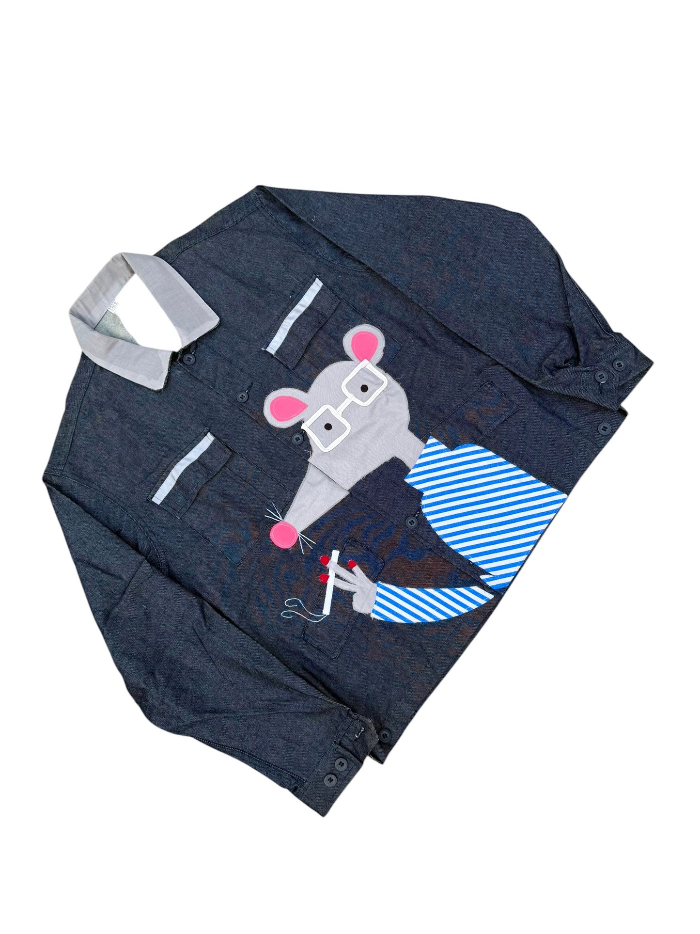 Upcycled Mouse Patch Denim Jacket