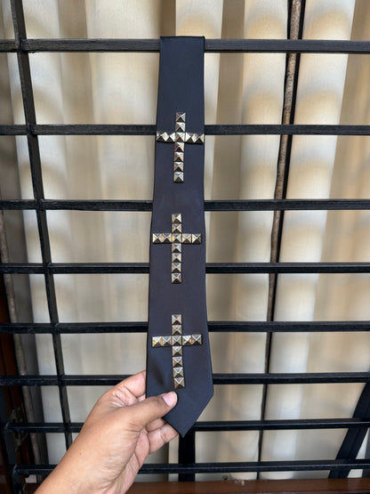 Cross Studs Handmade Vintage Silk Tie