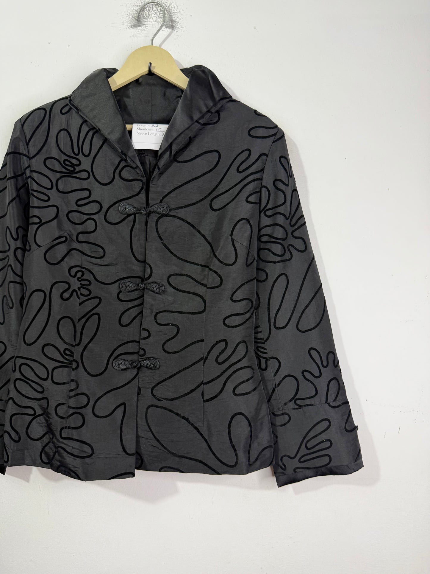 Black Embossed Line Art Embroidered Vintage Jacket