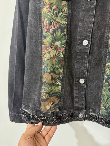 Aqua Jeans Customised Tapestry patch Denim Jacket