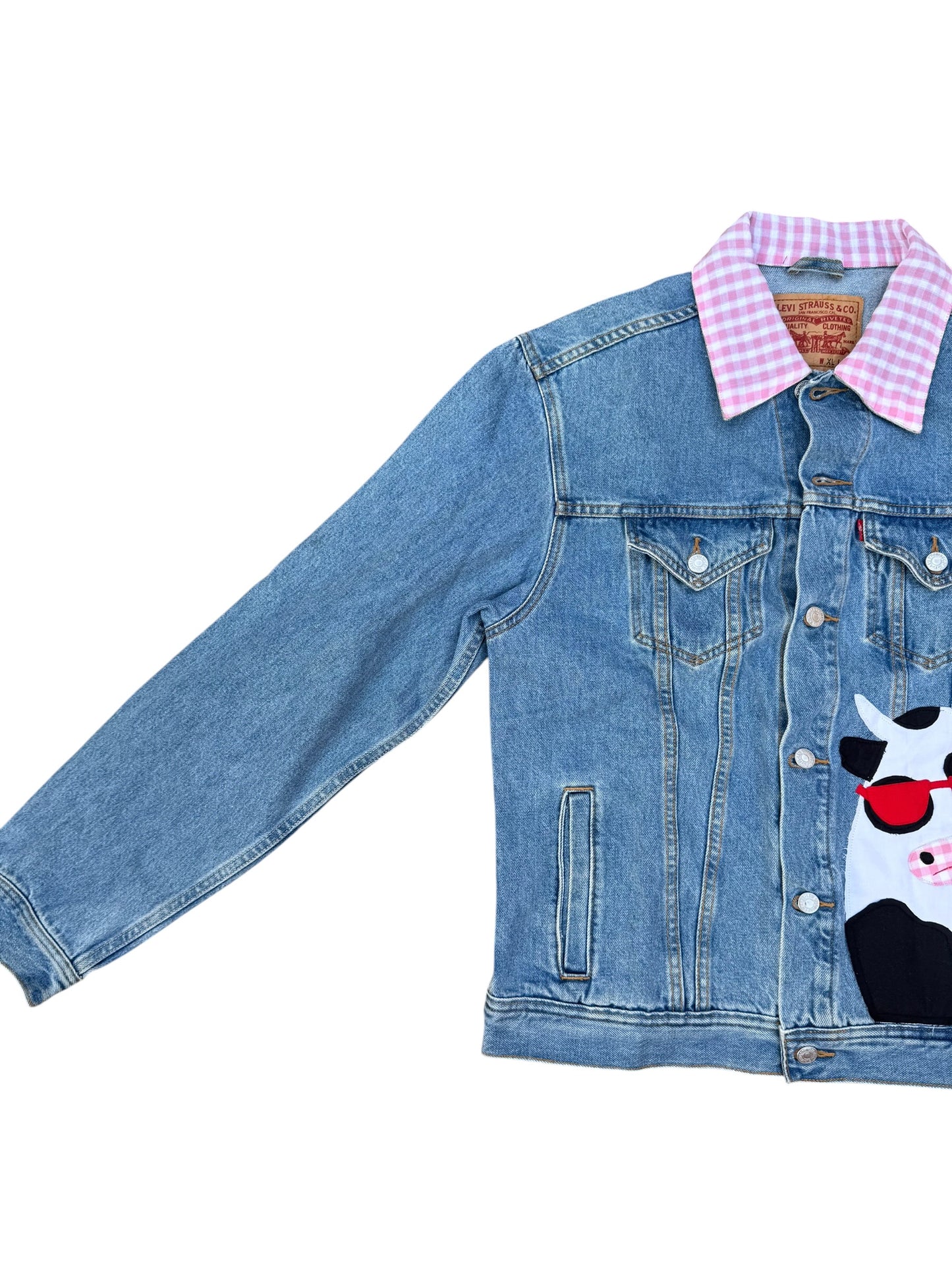 Upcycled Cow Patch Denim Jacket