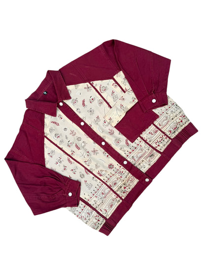 Upcycled Kantha Saree Denim Jacket
