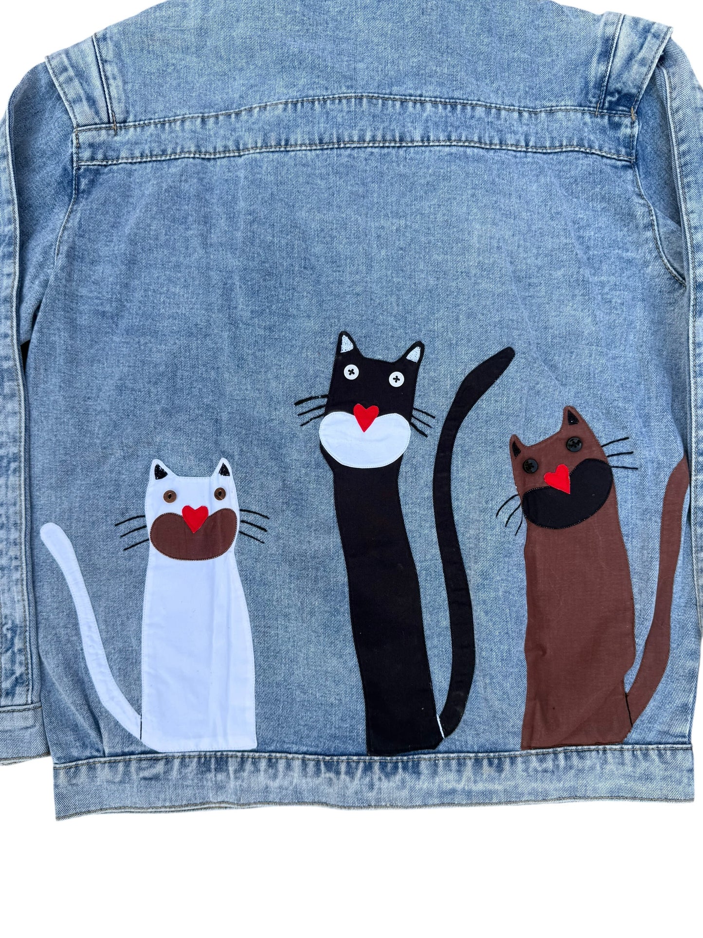 Upcycled Cat Patch Denim Jacket