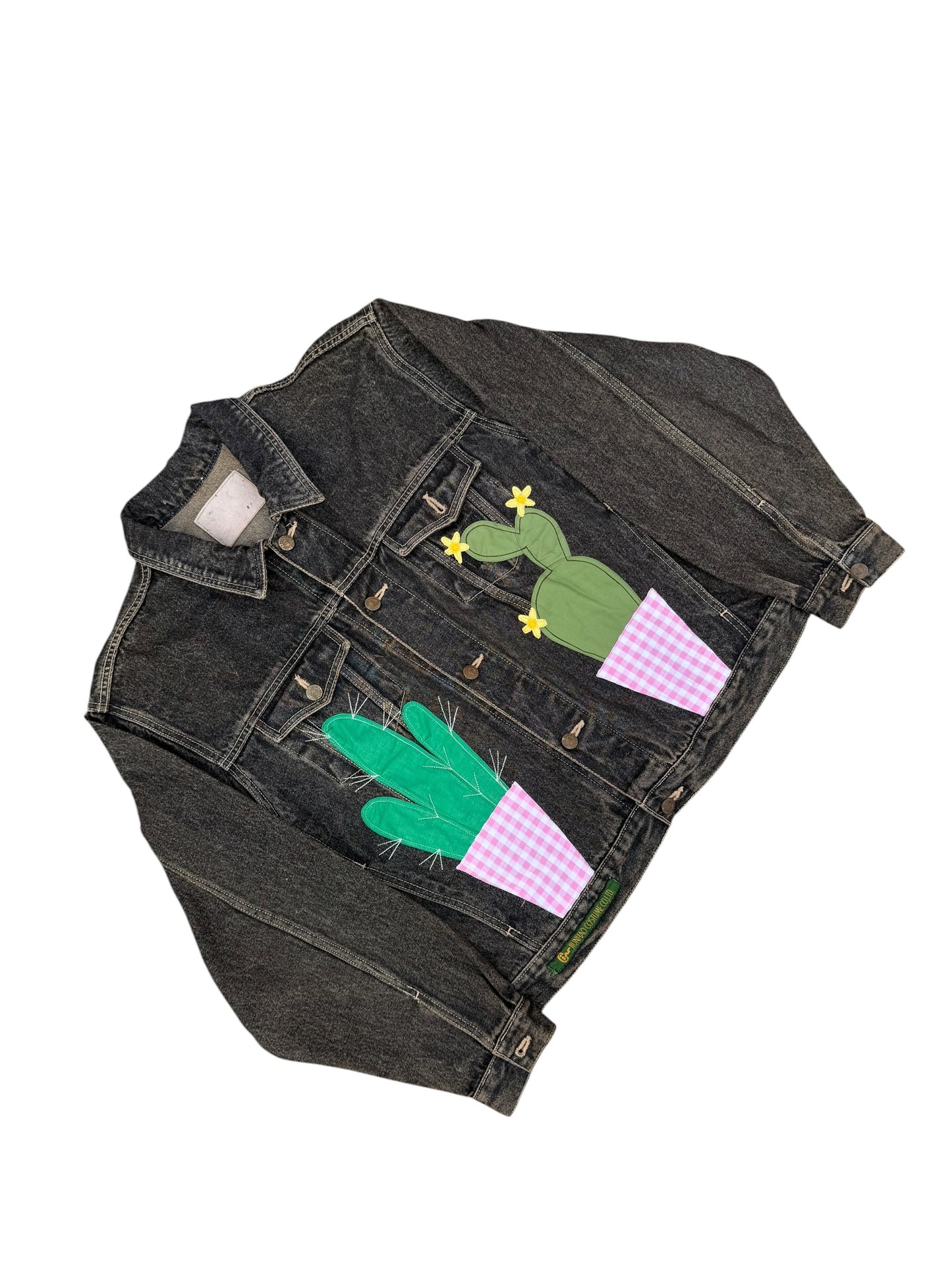 Upcycled Cactus Patch Denim Jacket