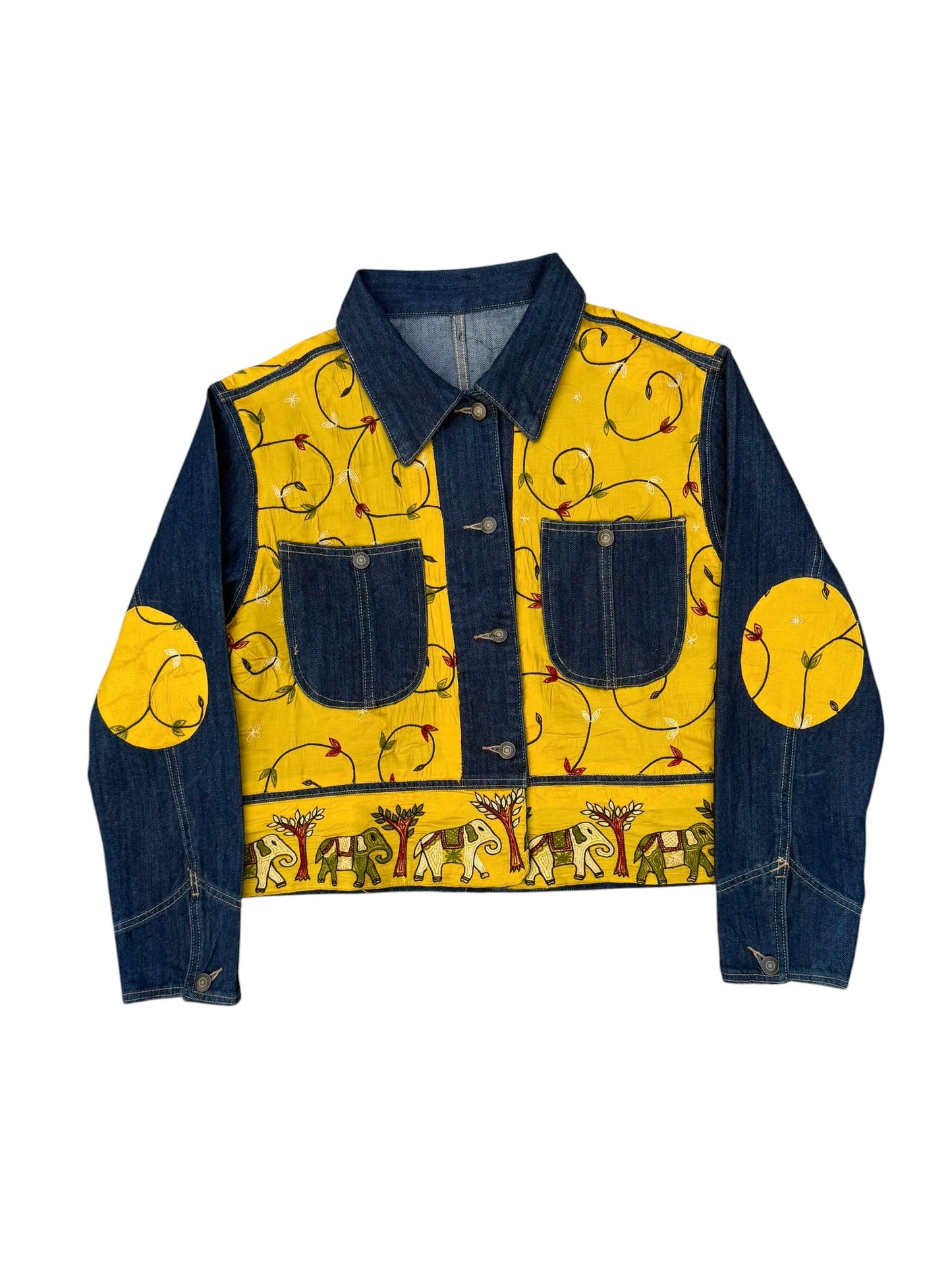 Upcycled Kantha Saree Denim Jacket