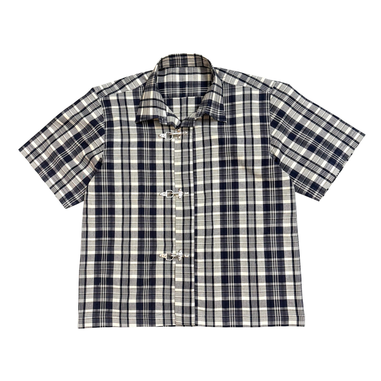 Fireman Clasp Night-Blue Check 100% Cotton Shirt