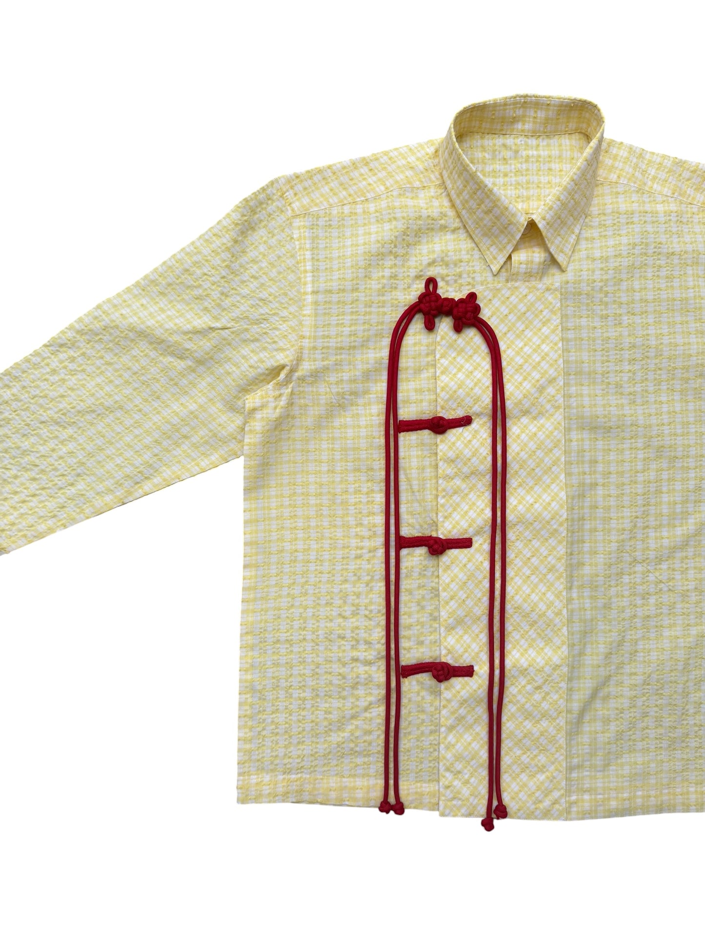 Cheongsam yellow check100% Cotton Shirt