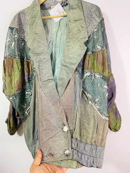 Silk Patch Embroidered Vintage Jacket