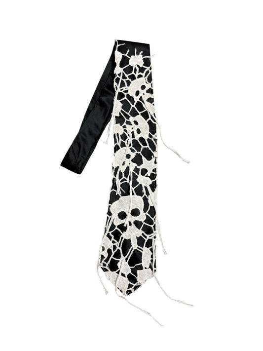 Goth skull Patch work Handmade Vintage Silk Tie
