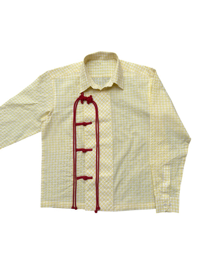 Cheongsam yellow check100% Cotton Shirt