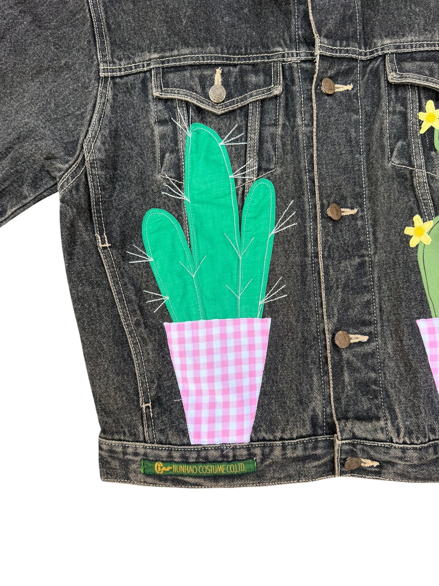 Upcycled Cactus Patch Denim Jacket