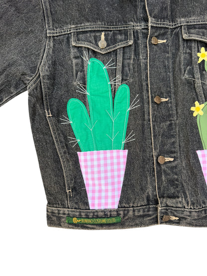 Upcycled Cactus Patch Denim Jacket
