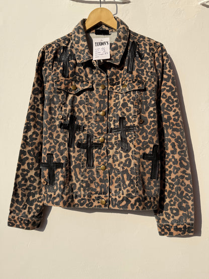 Customised velvet crosses Denim Jacket