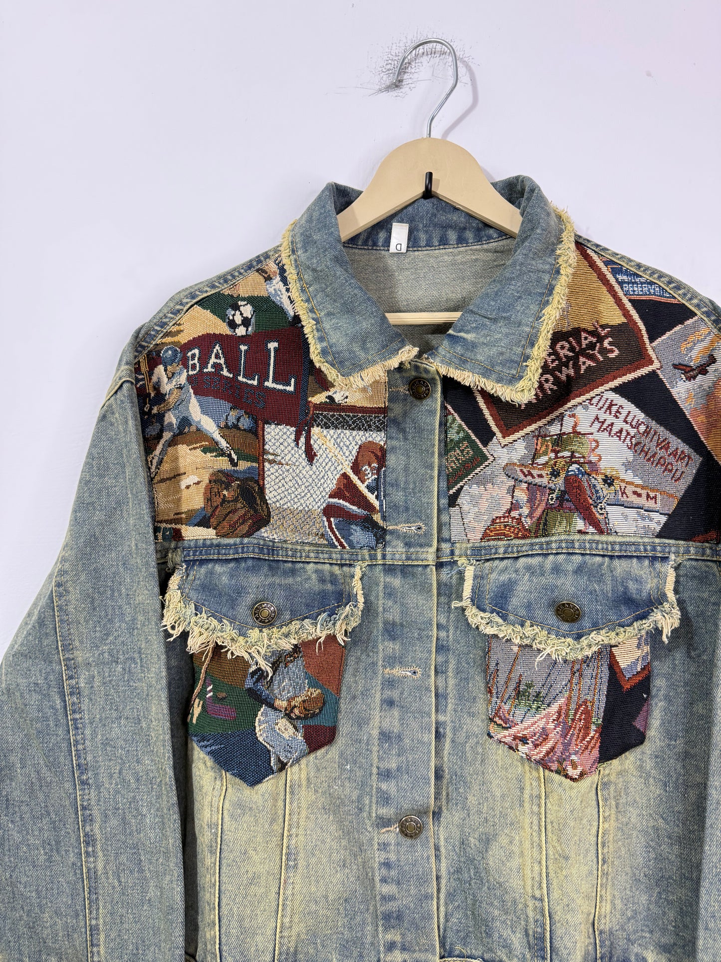 Customised tapestry patch Denim Jacket