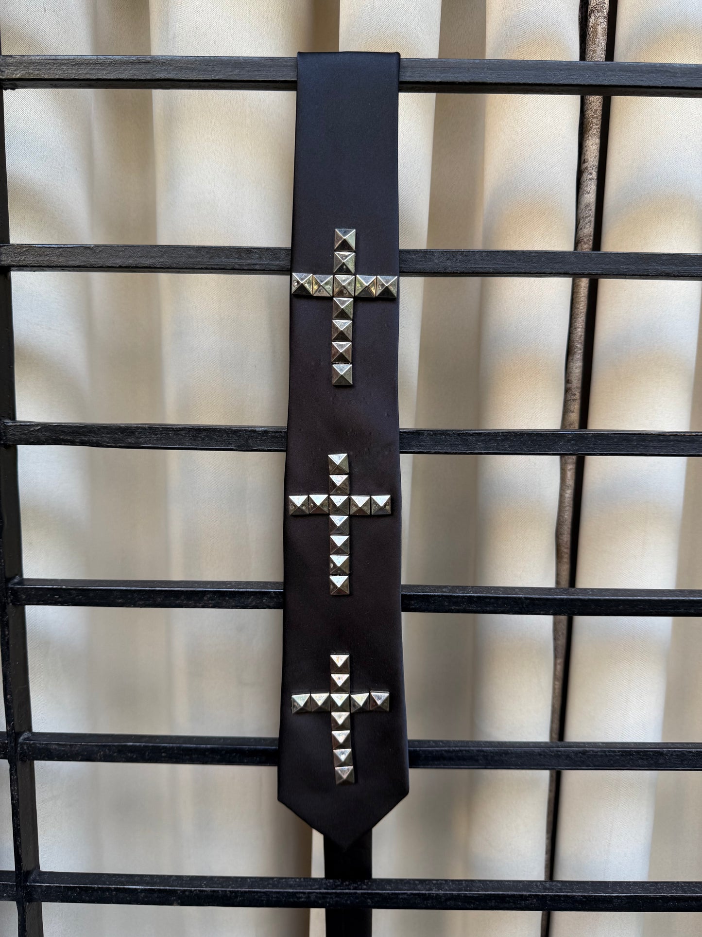 Cross Studs Handmade Vintage Silk Tie